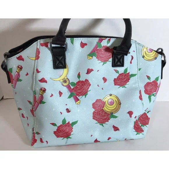 RARE! Loungefly Sailor Moon Purse Crossbody & Satchel Gadgets & Roses Print READ - Picture 2 of 16